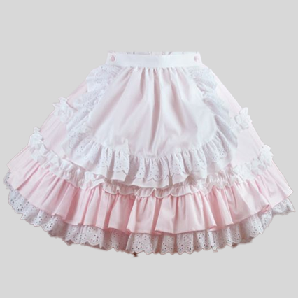 Pink skirt with detachable white apron