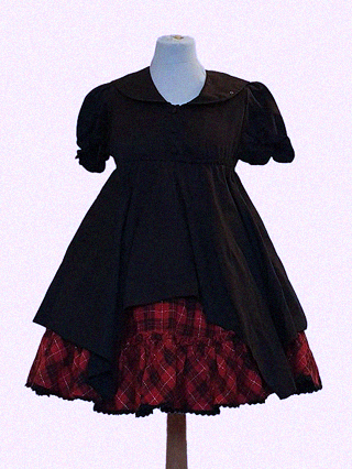 Black short sleeved dress with red bottom